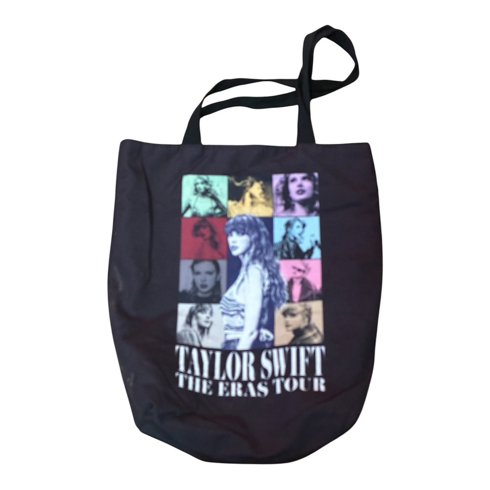 Taylor Swift “The Eras Tour” Black Tote Bag with graphic design on front